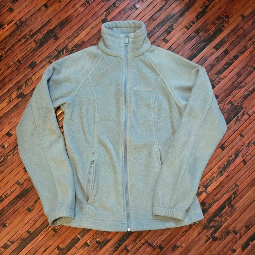 WOMEN'S SIZE XS COLUMBIA SPORTSWEAR LIGHT BLUE FLEECE JACKET